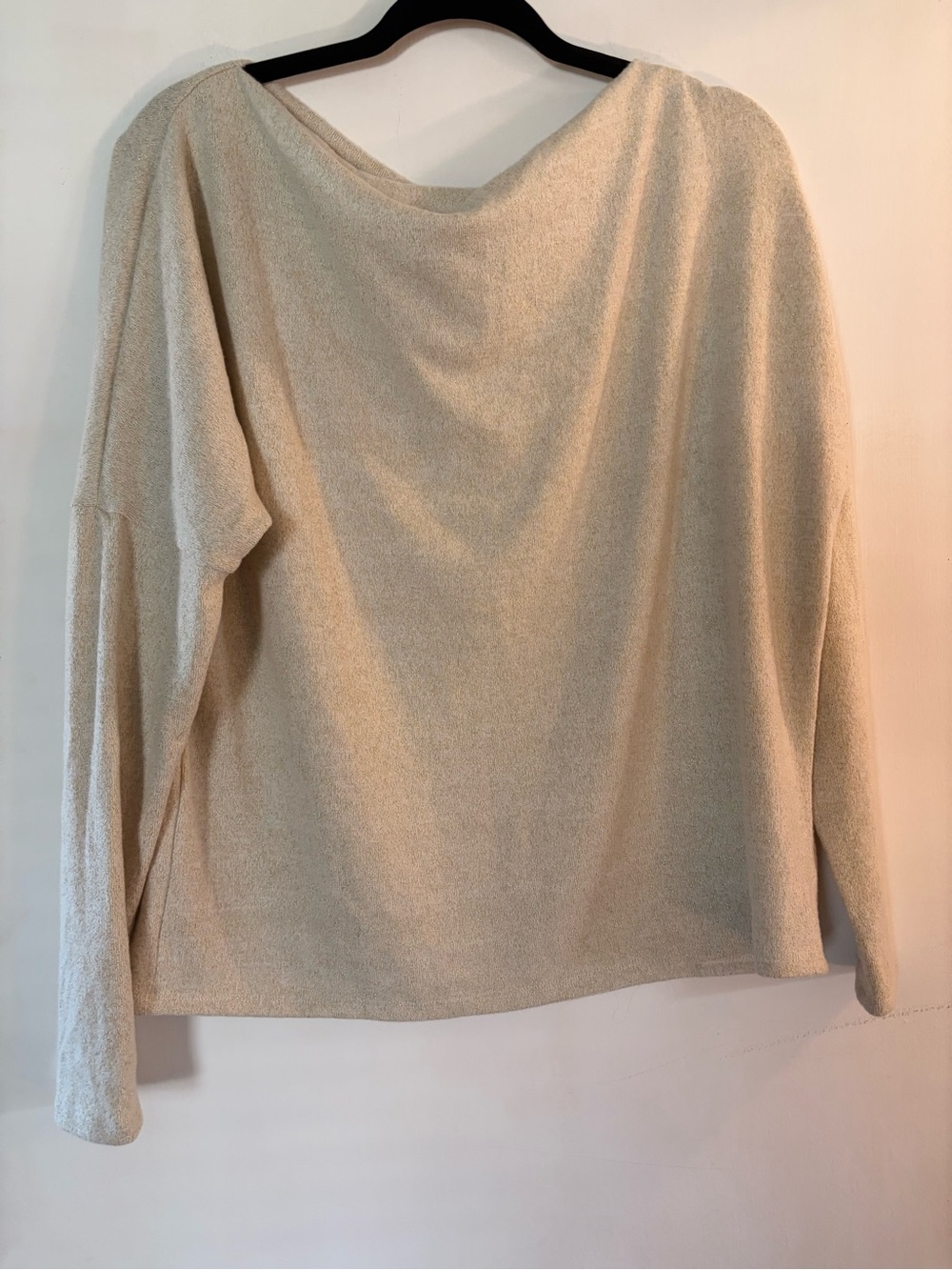 NWT Elan Cream Off-the-Shoulder Lightweight Sweater Gold Shimmer Medium